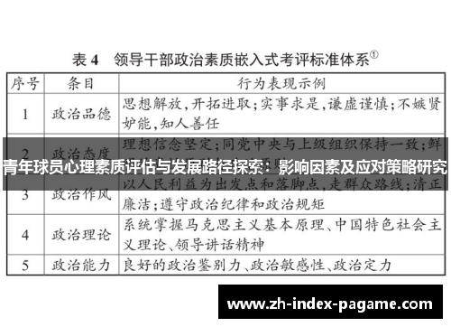 青年球员心理素质评估与发展路径探索：影响因素及应对策略研究